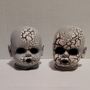 Creepy Doll Heads ~ Set Of 2 ~ Horror Decor